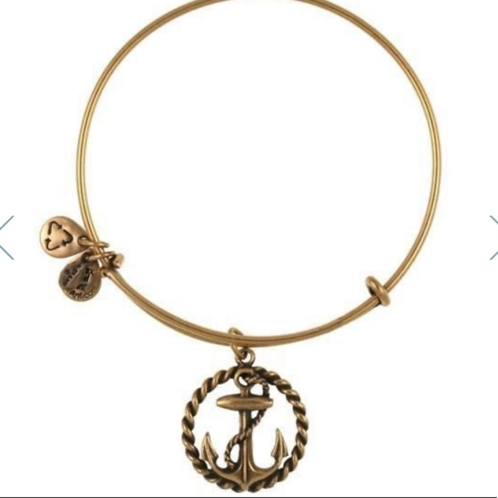 Alex and Ani anchor charm bracelet gold color